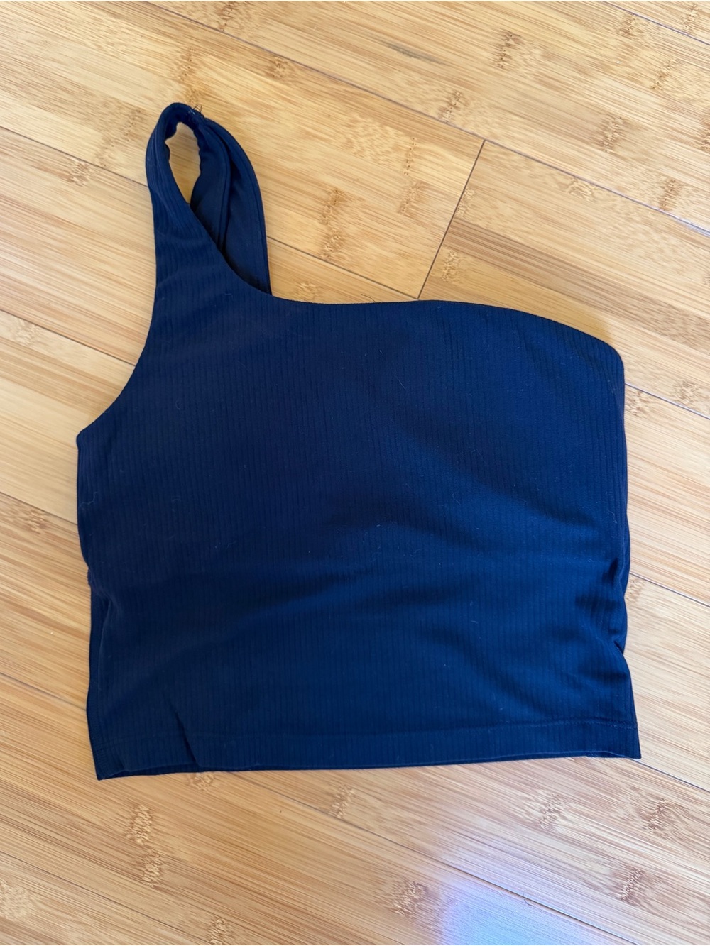 Lululemon Athletic One-shoulder Yoga Top Cropped Ribbed Black Size 2